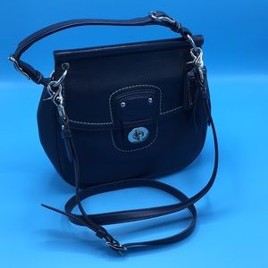 Coach navy blue crossbody bag with 2 handles